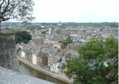 Le vieux Namur vu des remparts de la citadelle: la cathédrale Saint-Aubain, l'Université Notre-Dame de la Paix, au coeur de la ville bordé par la Sambre (Photo Marie-Anne Delahaut, Institut Jules-Destrée)